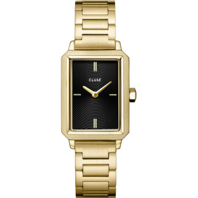 Cluse Fluette CW11512 Γυναικείο Ρολόι Quartz με Ορθογώνια Χρυσή Κάσα και Μαύρο Καντράν με Υφή
